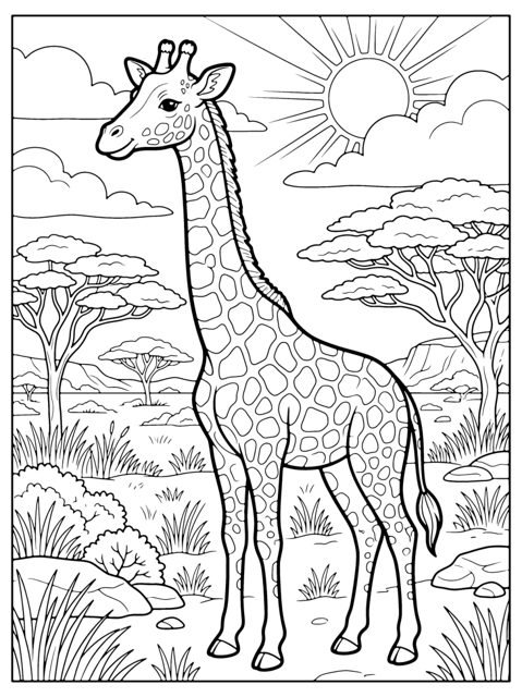 Ausmalbild: Giraffe